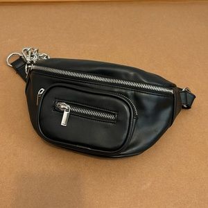 Black vegan leather H&M belt bag